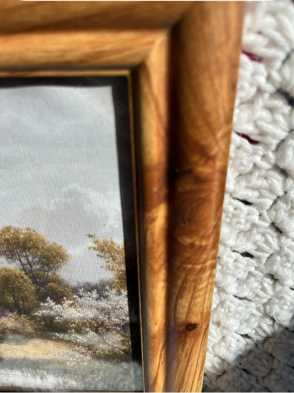 Wood Grain Picture Frame with Scenic Canvas Print - Natural Brown